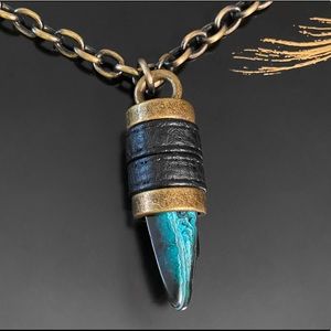 DeMarcus Alexan Brass Double Stone Pendant Necklace